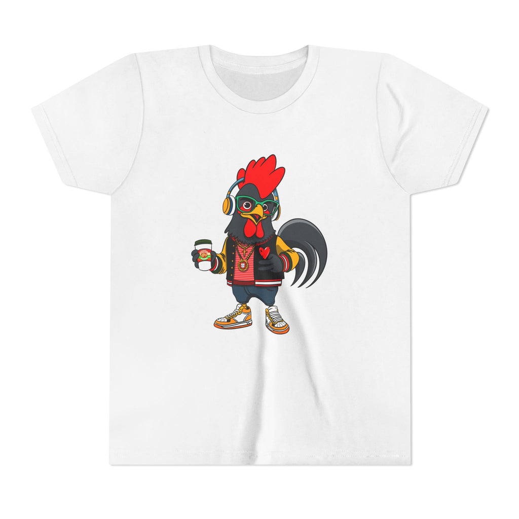 Hipster Rooster Character Youth Tee, Hipster Kids T-Shirt, Fun Animal Graphic Tee, Perfect for Birthdays and Gifts, Summer Style