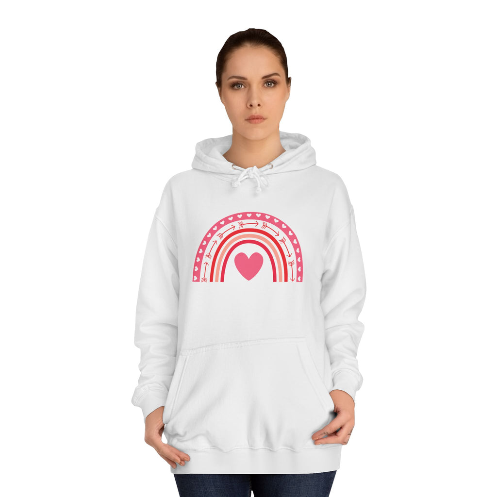 Colorful Heart Rainbow Hoodie, Unisex College Spirit Wear, Cozy Sweatshirt for Students, Cute Gift for Her, Valentine's Day Apparel