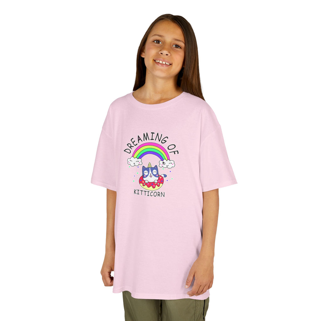 Dreaming of Kitticorn Kids Tee, Cute Cat Shirt, Fun Kids Apparel, Rainbow Tshirt, Birthday Gift, Summer Outfit