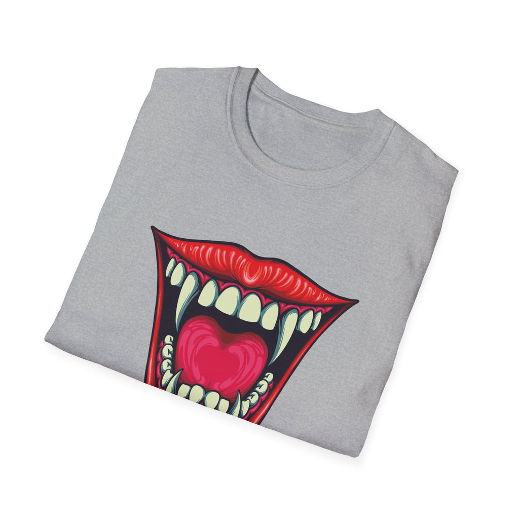 Bold Graphic Tee with Mouth Design, Unique Gift for Creative Souls, Statement Shirt for Parties, Unisex Softstyle T-Shirt, Casual Wear,