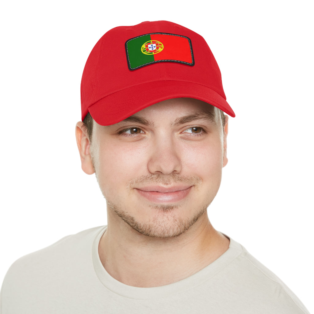 Portugal Flag Leather Patch Dad Hat – Vintage Rectangular Emblem Cap