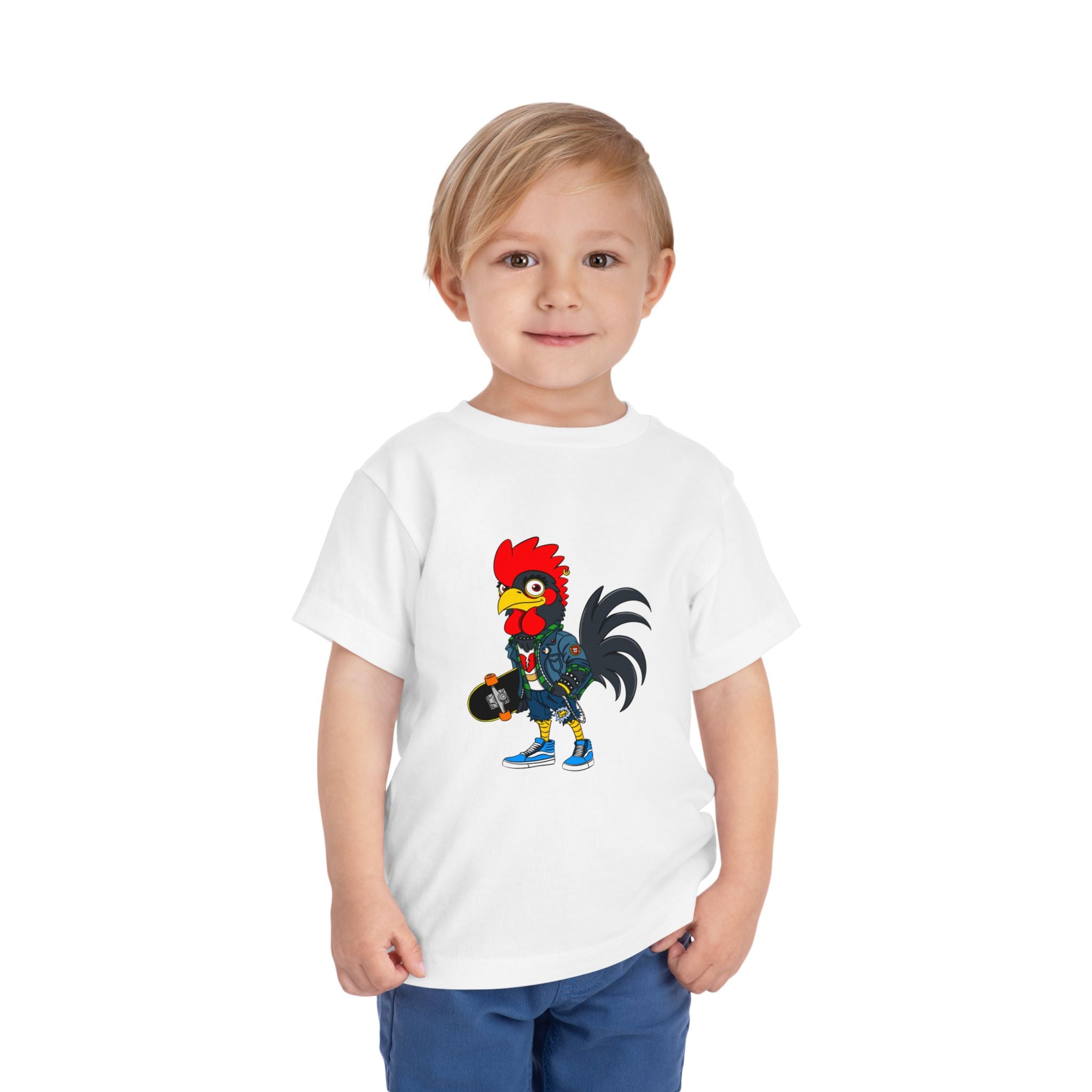 Punk Rock Rooster Toddler Tee, Fun Graphic Tee for Kids, Perfect Birthday Gift, Animal Lover Shirt, Summer Playwear