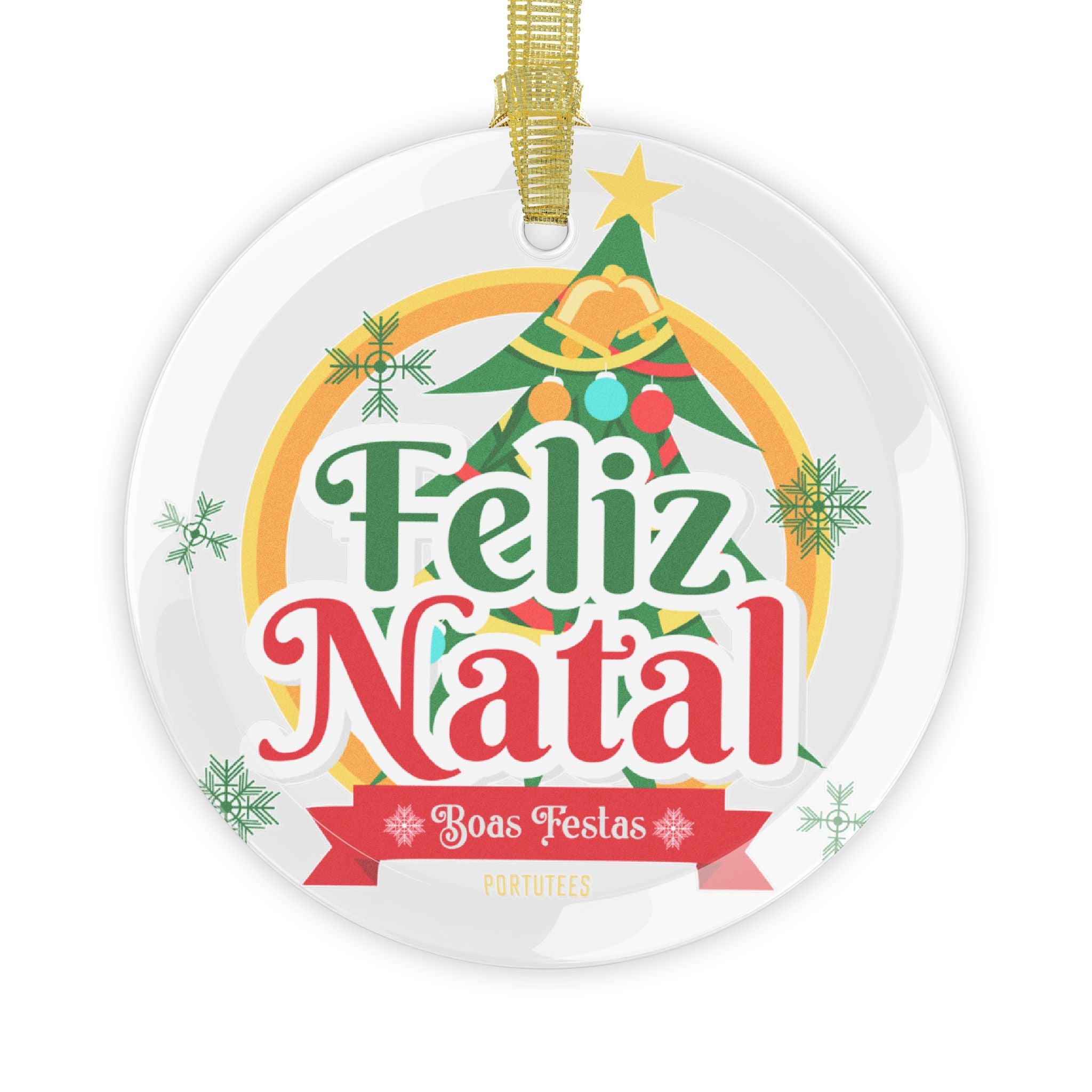 Feliz Natal Boas Festas Glass Ornaments