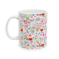Colorful Lenços dos Namorados Heart Pattern Ceramic Mug - Love and Joy in Every Sip