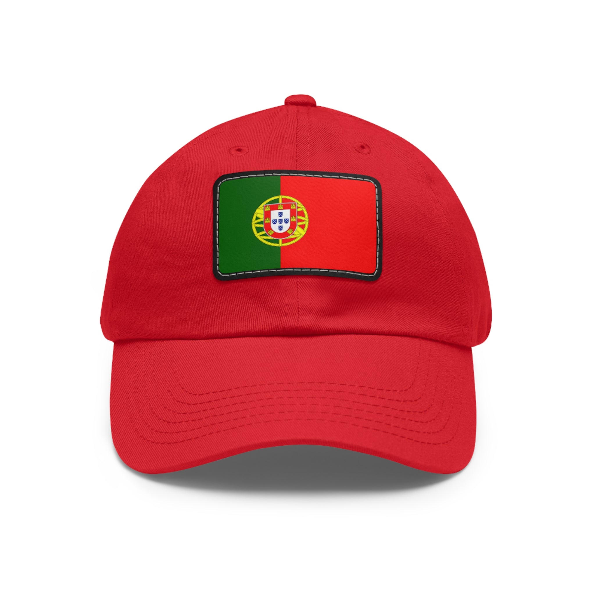 Portugal Flag Leather Patch Dad Hat – Vintage Rectangular Emblem Cap