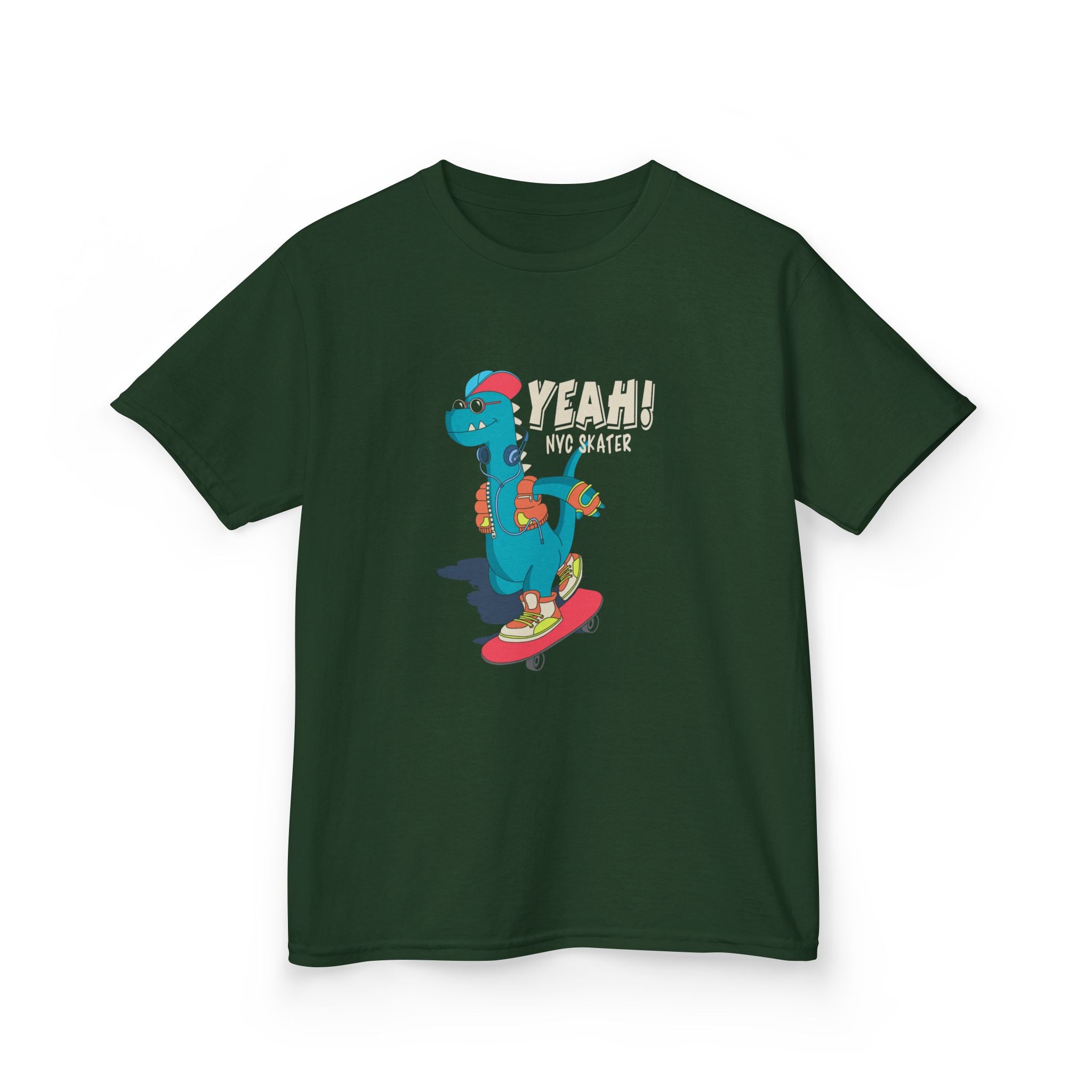 Skater Dinosaur Kids Tee - Fun & Cool T-Shirt for Young Skateboarders, Birthday Gift, Casual Wear, Unisex, Bold Graphic Tee
