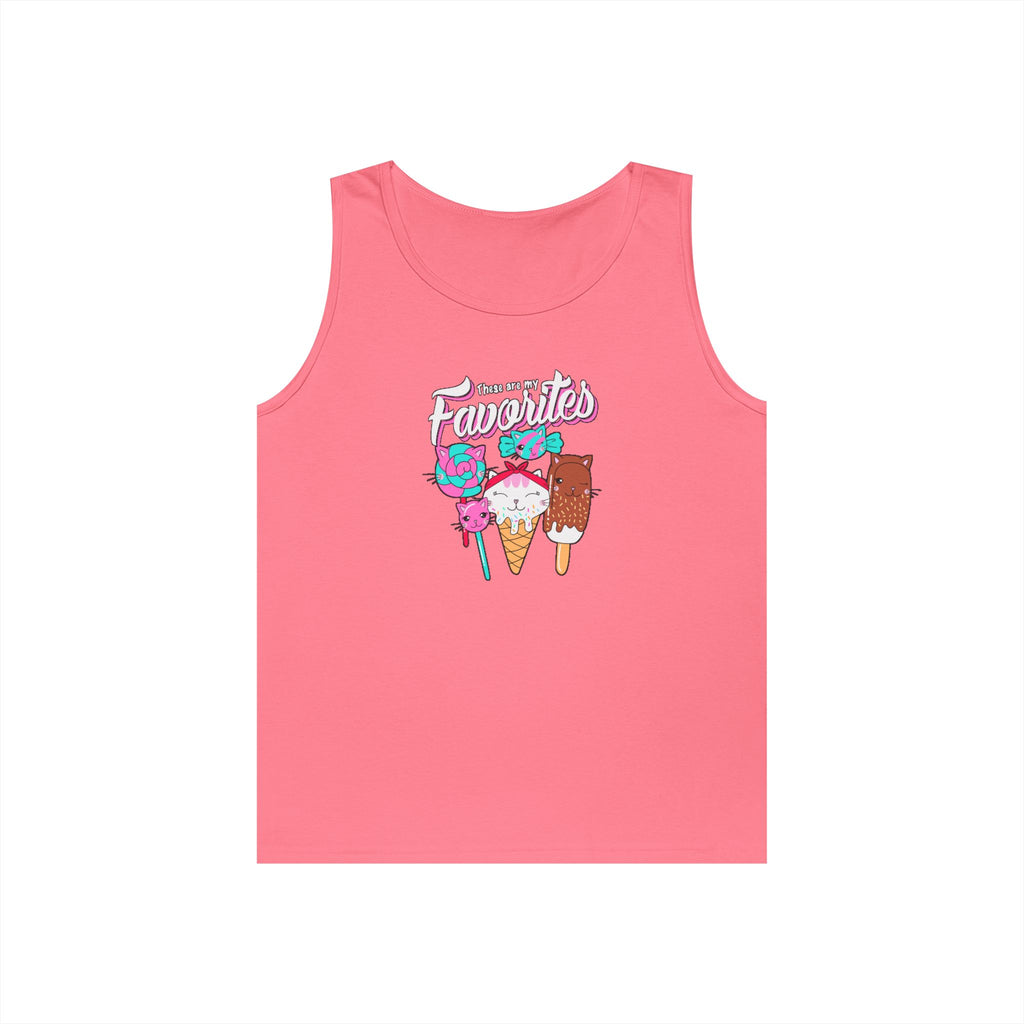 Ice Cream Favorites Tank Top, Summer Sleeveless Tee, Unisex Cotton Muscle Shirt, Ice Cream Lover Gift, Beachwear