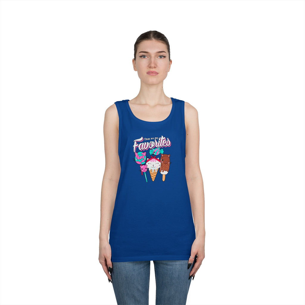 Ice Cream Favorites Tank Top, Summer Sleeveless Tee, Unisex Cotton Muscle Shirt, Ice Cream Lover Gift, Beachwear