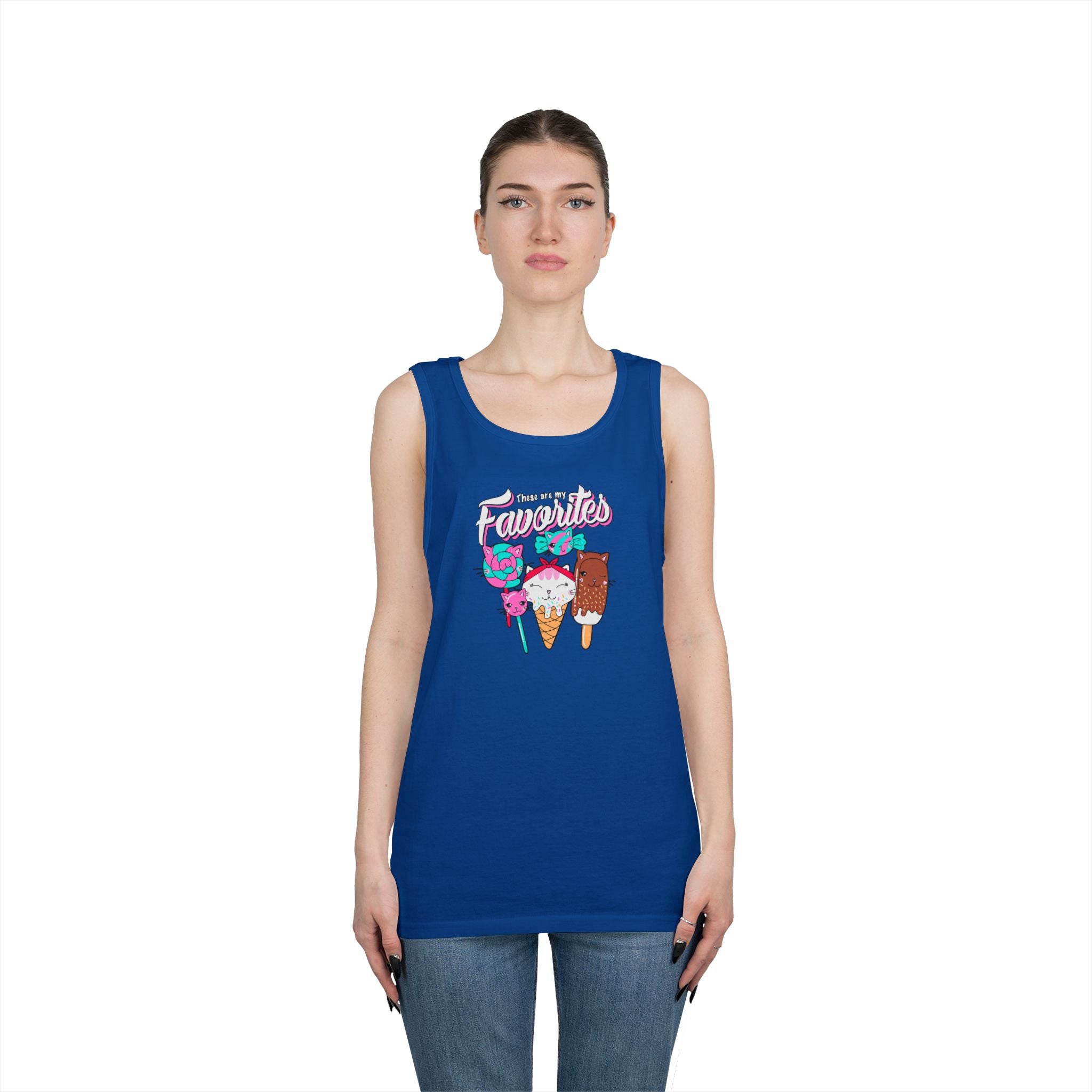 Ice Cream Favorites Tank Top, Summer Sleeveless Tee, Unisex Cotton Muscle Shirt, Ice Cream Lover Gift, Beachwear