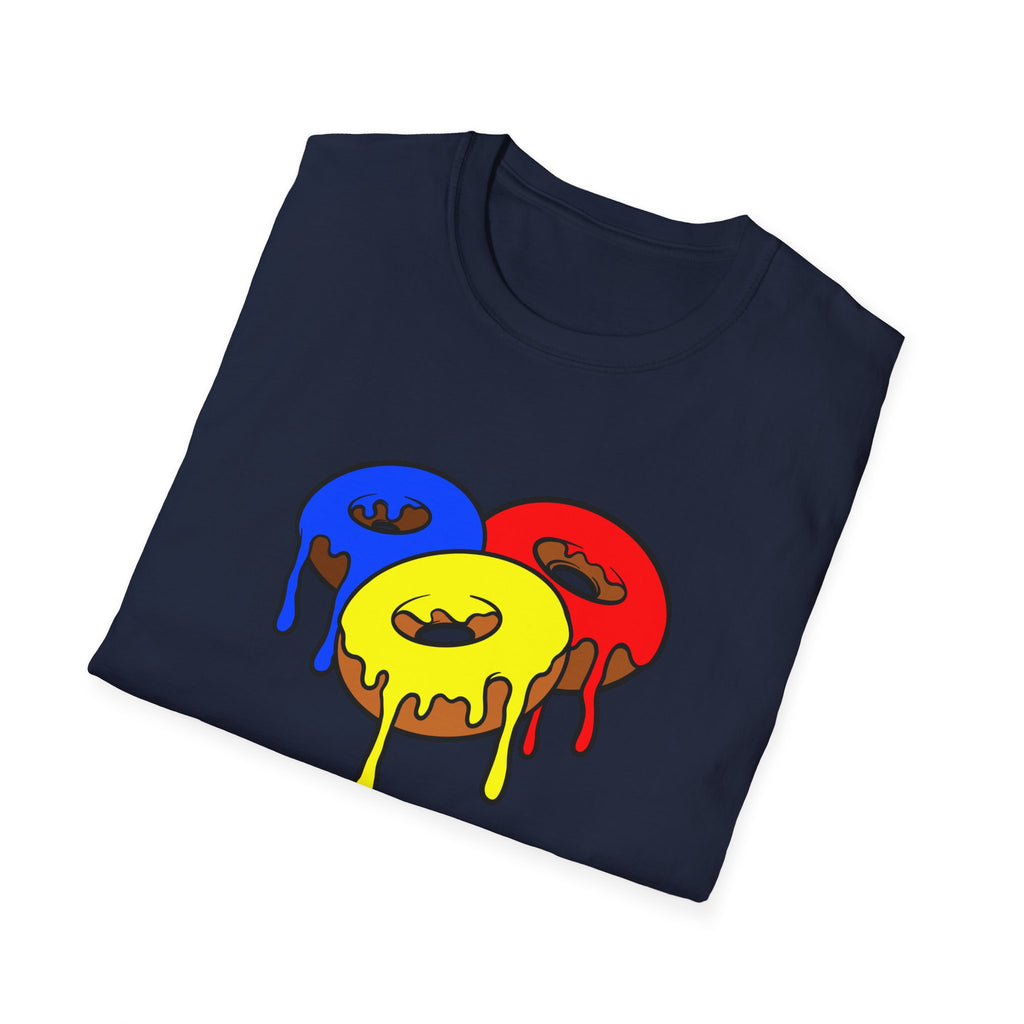 Colorful Dripping Donuts Unisex T-Shirt, Foodie Tee, Summer Outfit, Gift for Bakers, Casual Wear, Sweet Treat Apparel