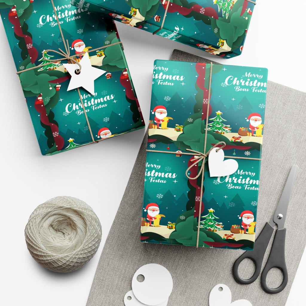 Boas Festas Merry Christmas Gift Wrap Papers, Holiday Wrapping Paper, Eco-Friendly Packaging, Merry Christmas Decor, Gift Presentation