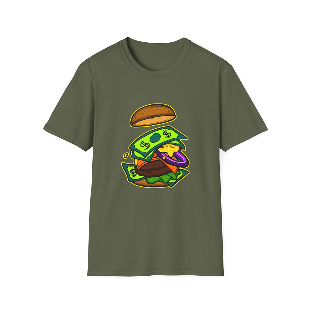 Money Burger Unisex T-Shirt, Funny Foodie Shirt, Perfect for Food Lovers, Gift for Burger Enthusiasts, Casual Weekend Tee, Streetwear