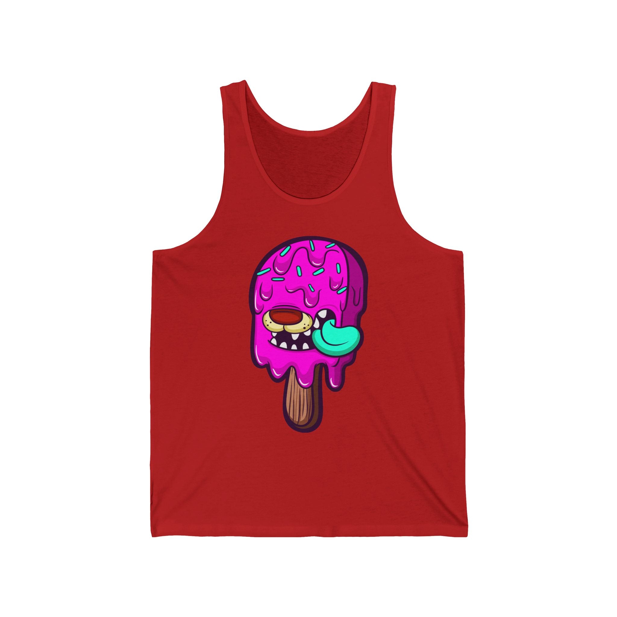 Cute Cartoon Ice Cream Unisex Jersey Tank, Summer Style, Beachwear, Gift for Ice Cream Lovers, Cool Casual Wear, Fun Fashion