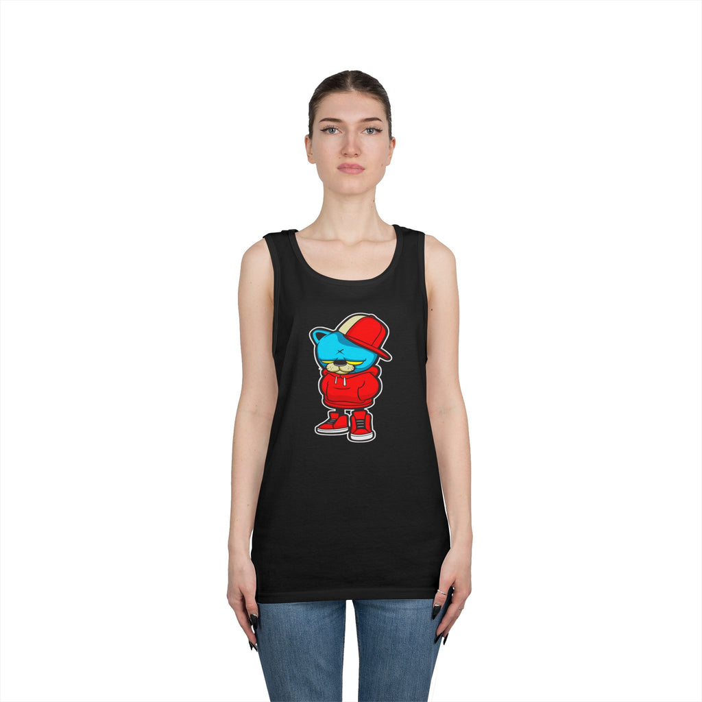 Cool Urban Bear Unisex Heavy Cotton Tank Top, Casual Streetwear, Summer Outfit, Gift for Friends, Cool Graphic Tee
