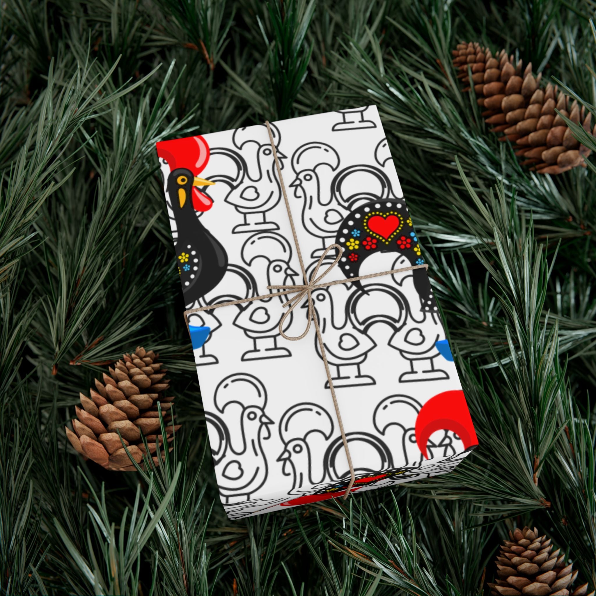 Festive Barcelos Rooster Gift Wrap Papers - Stylish and Playful Wrapping for All Occasions
