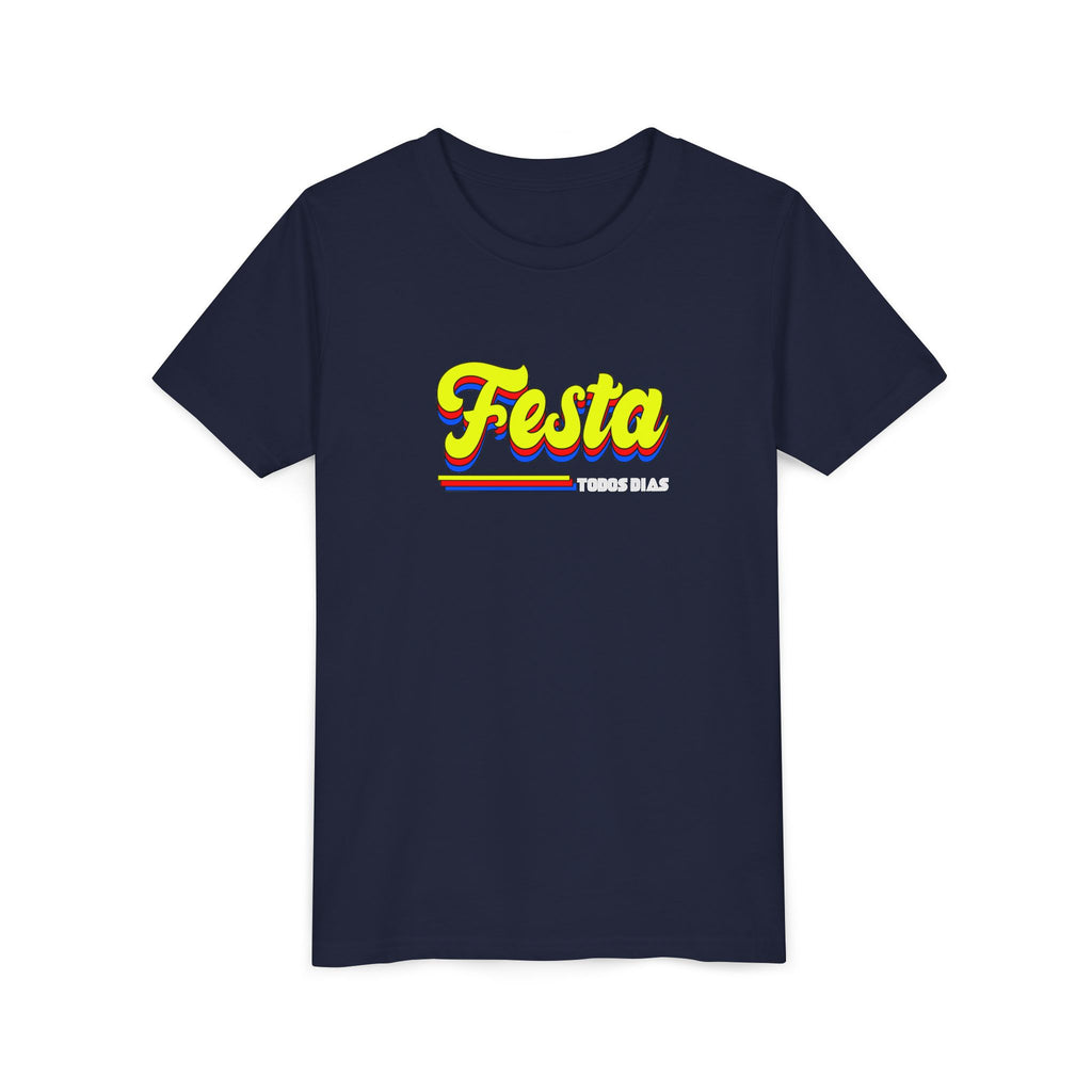 Festa Youth Tee — Bright Retro "Festa Todos Dias" Kids Shirt