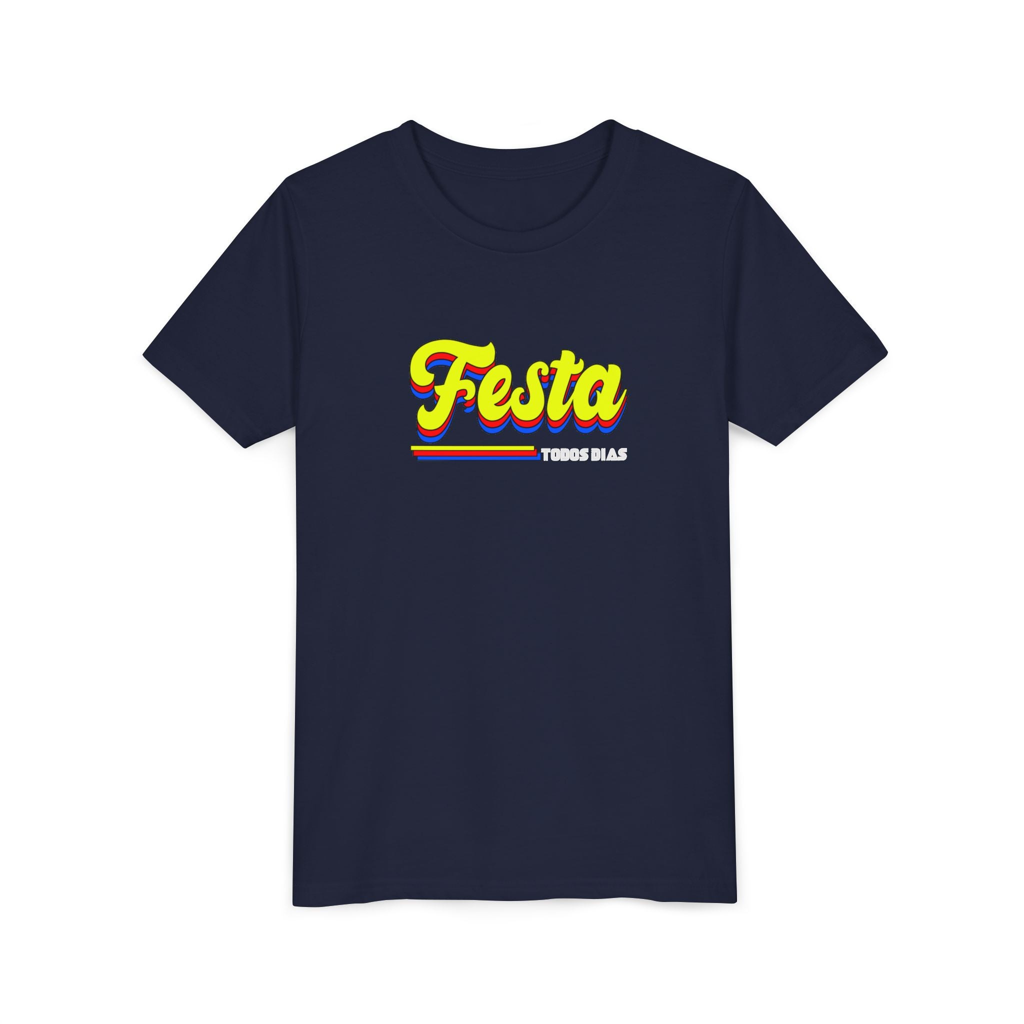 Festa Youth Tee — Bright Retro "Festa Todos Dias" Kids Shirt
