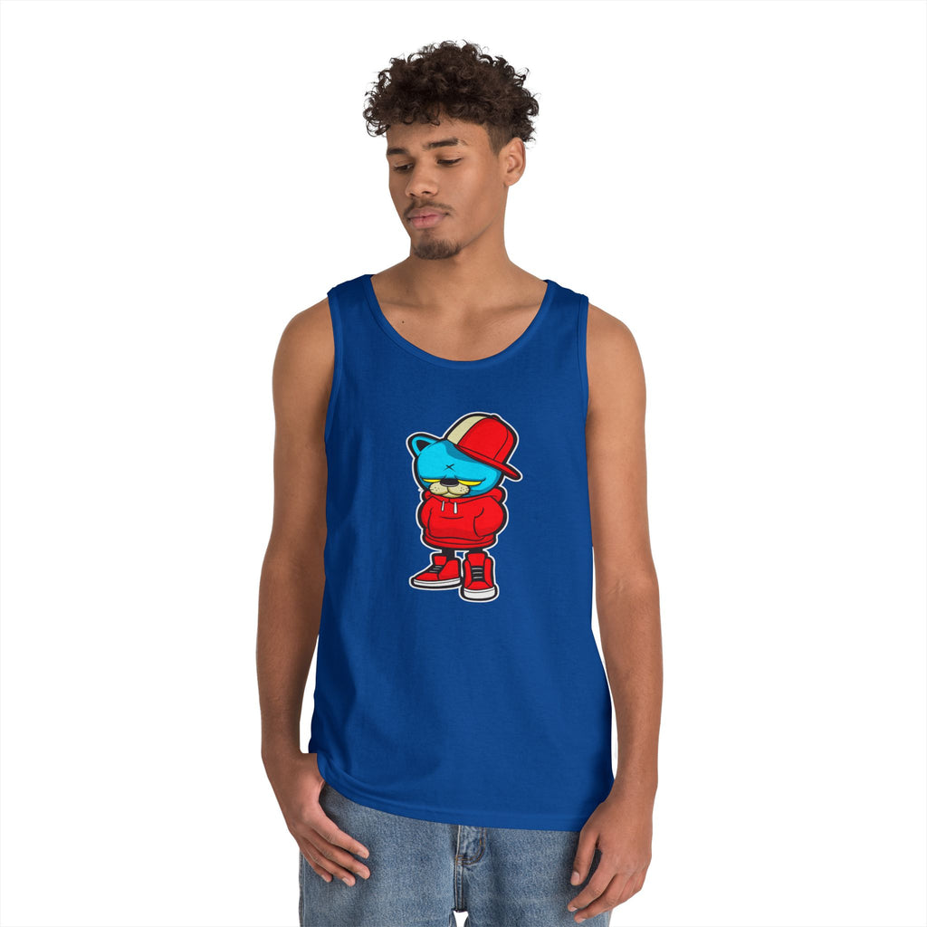 Cool Urban Bear Unisex Heavy Cotton Tank Top, Casual Streetwear, Summer Outfit, Gift for Friends, Cool Graphic Tee
