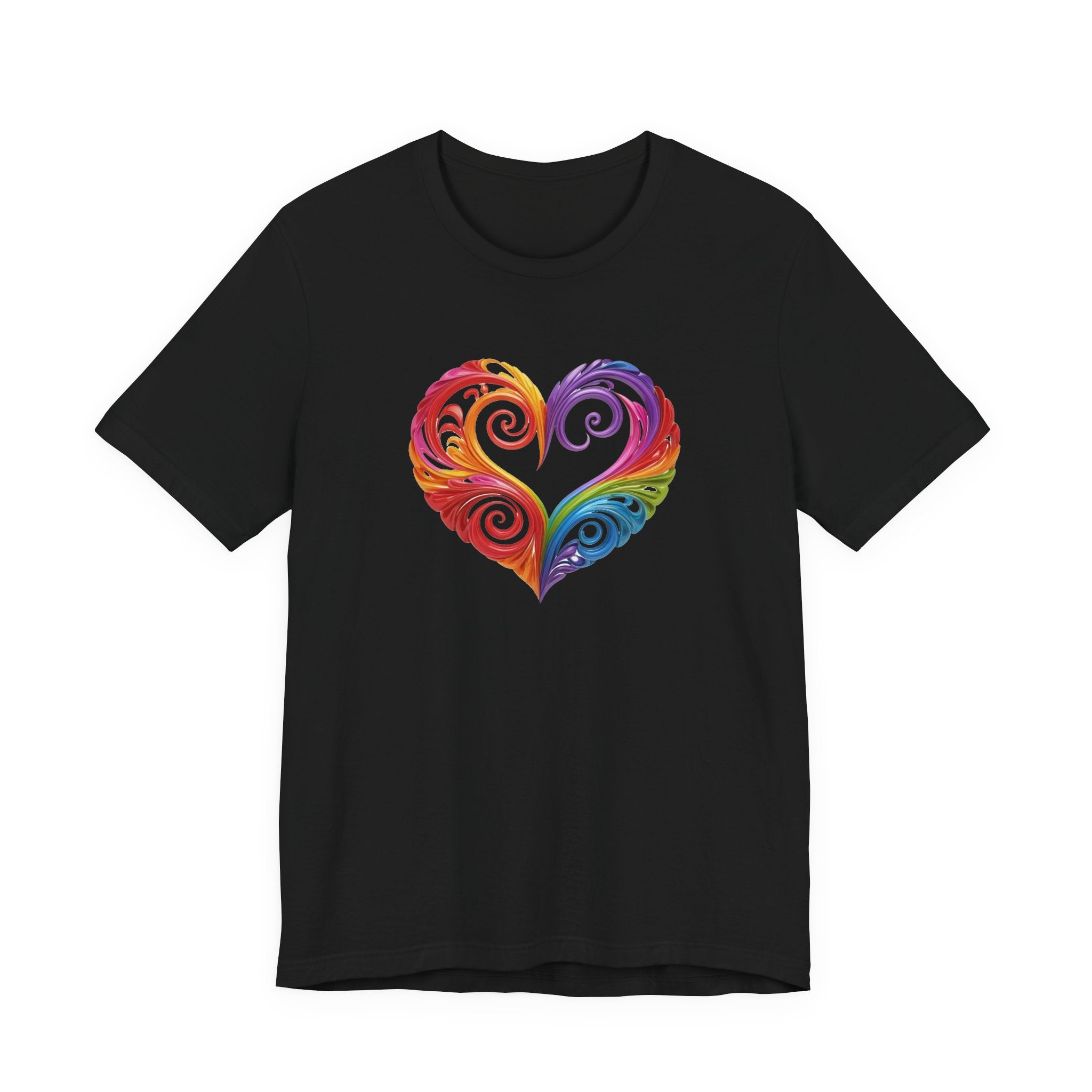 Rainbow Swirl Heart Tee — Pride-Inspired Graphic T-Shirt