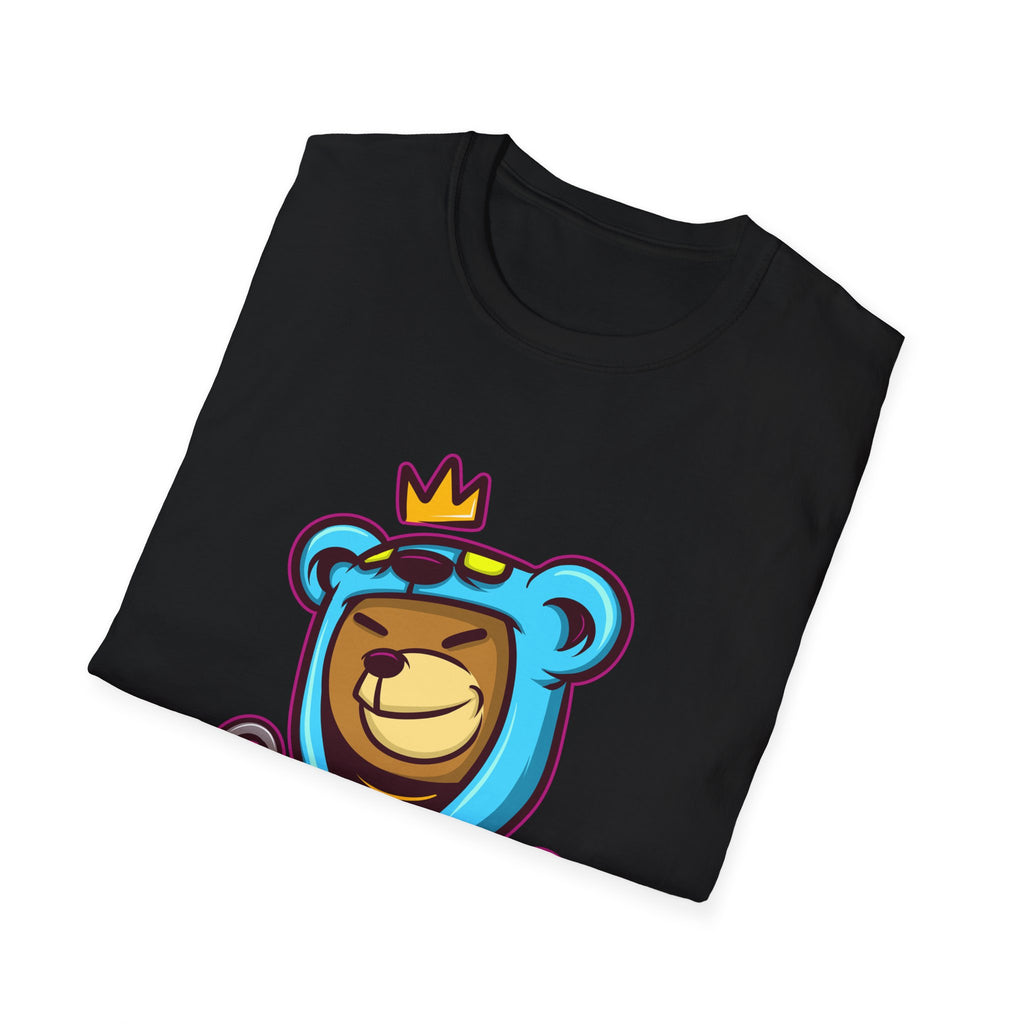 King Bear Graphic Tee - Unisex Softstyle T-Shirt, Casual Wear, Streetwear, Gift for Animal Lovers, Fun Fashion