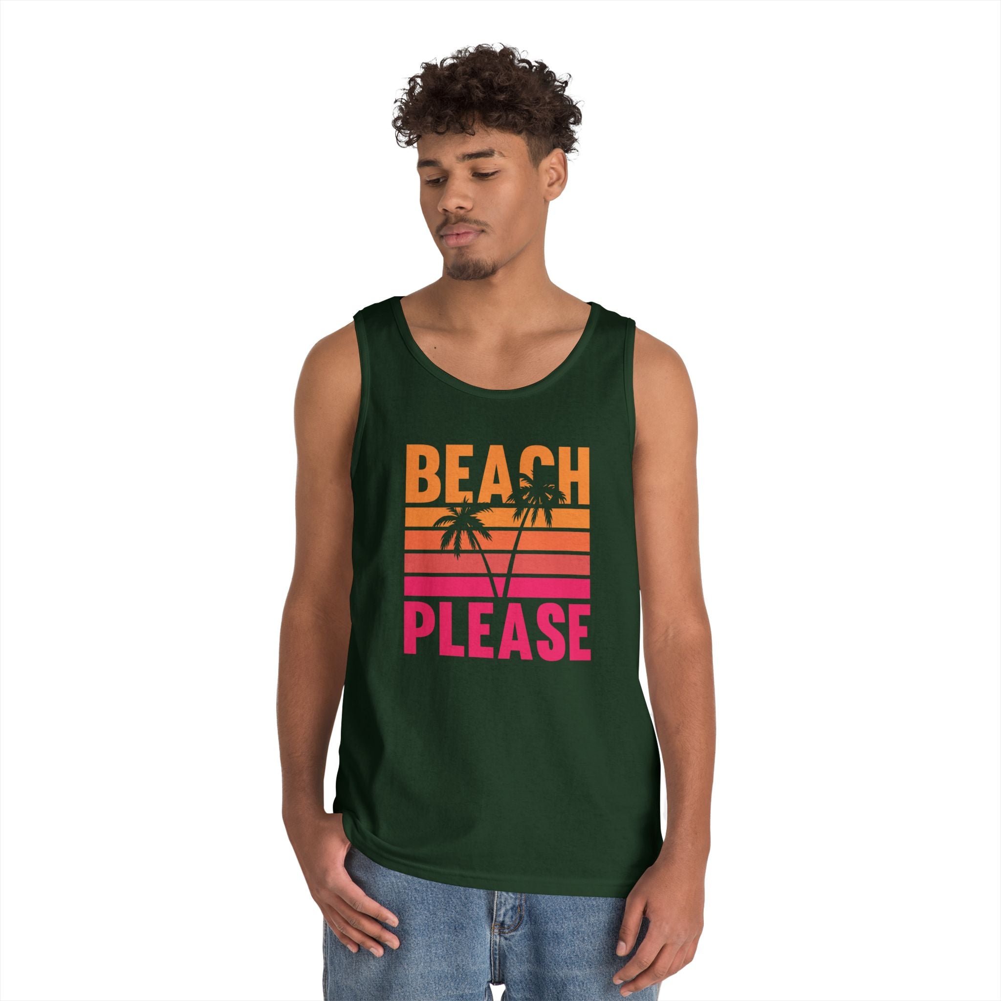 Beach Please Tank Top, Summer Apparel, Unisex Summer Wear, Vacation Style, Gift for Beach Lovers, Pool Party Outfit