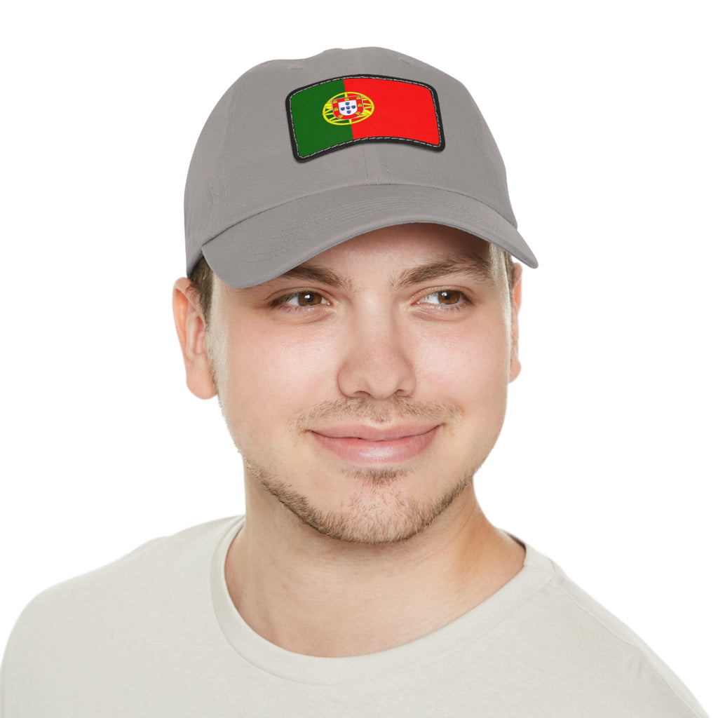 Portugal Flag Leather Patch Dad Hat – Vintage Rectangular Emblem Cap