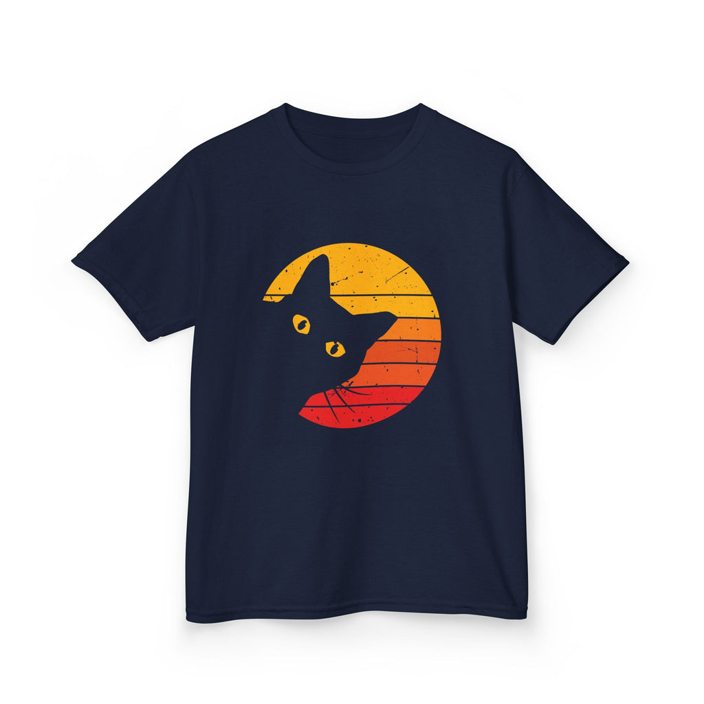 Sunset Cat Kids Tee, Fun T-Shirt for Cat Lovers, Perfect Gift for Birthdays, Unique Design for Animal Lovers, Summer Fashion