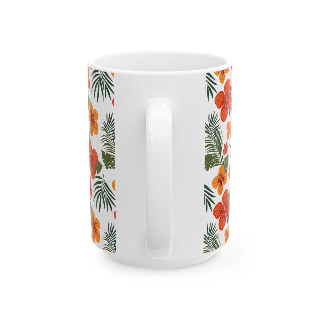 Tropical Floral Ceramic Mug, Perfect for Home or Office, Gift for Plant Lovers, Coffee Lover, Mother's Day, Summer Vibes