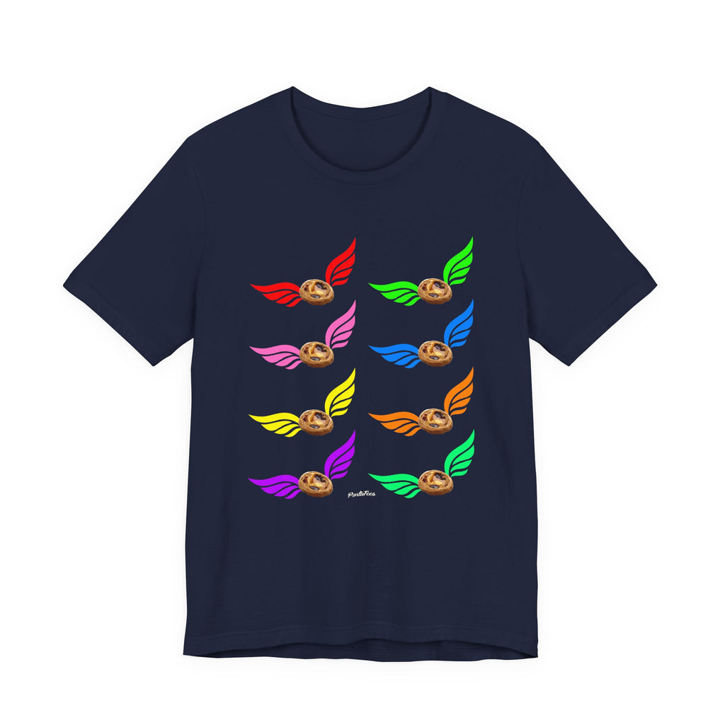 Flying Natas Rainbow Tee — Colorful Winged Pastel Da Natas Graphic T-Shirt