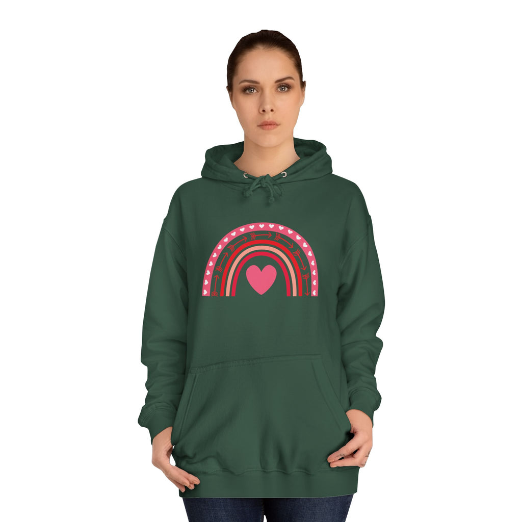 Colorful Heart Rainbow Hoodie, Unisex College Spirit Wear, Cozy Sweatshirt for Students, Cute Gift for Her, Valentine's Day Apparel