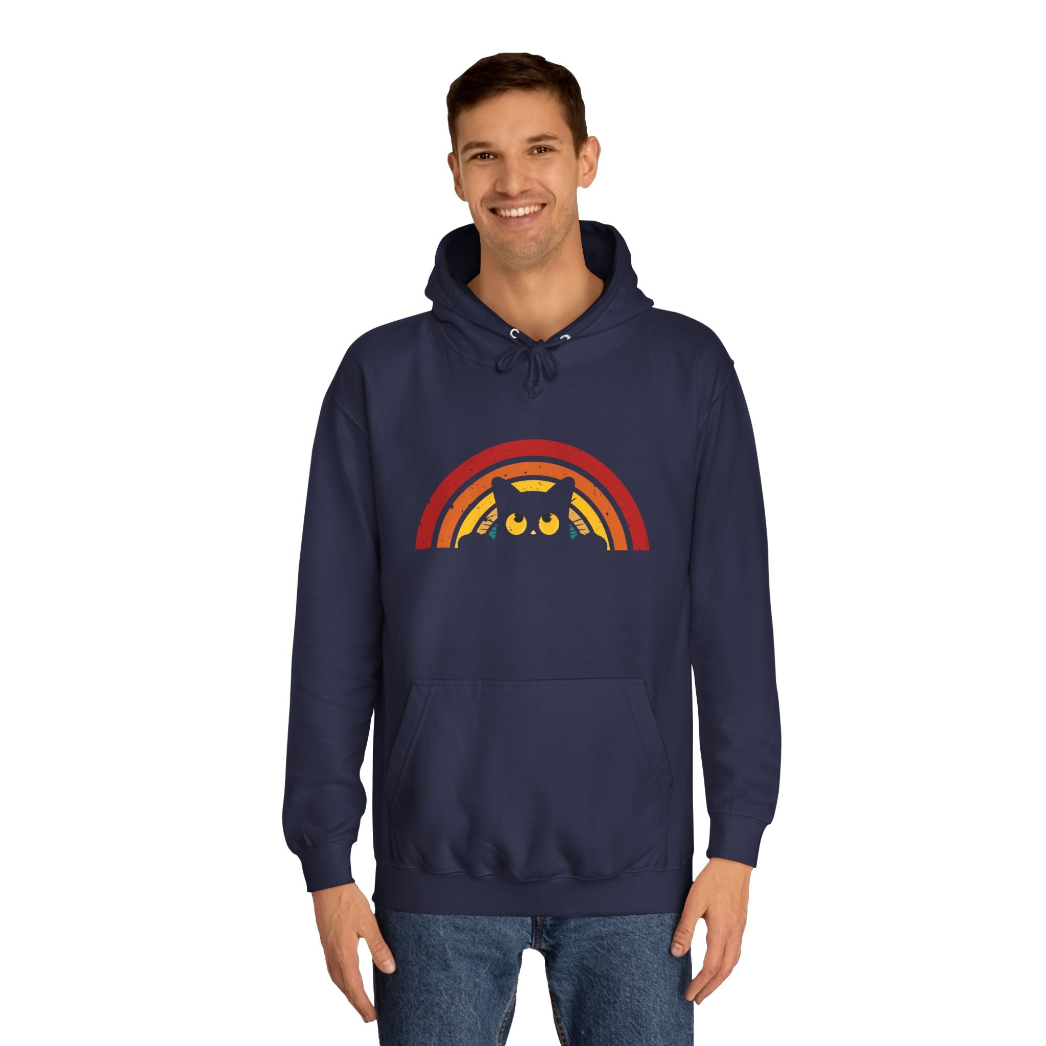 Cozy Rainbow Owl Hoodie, Cute College Sweatshirt, Unisex Gift, Fall Favorite, Nature Lover Apparel, Perfect for Students