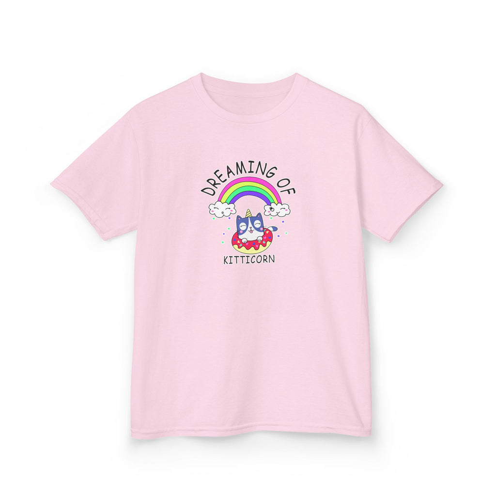 Dreaming of Kitticorn Kids Tee, Cute Cat Shirt, Fun Kids Apparel, Rainbow Tshirt, Birthday Gift, Summer Outfit