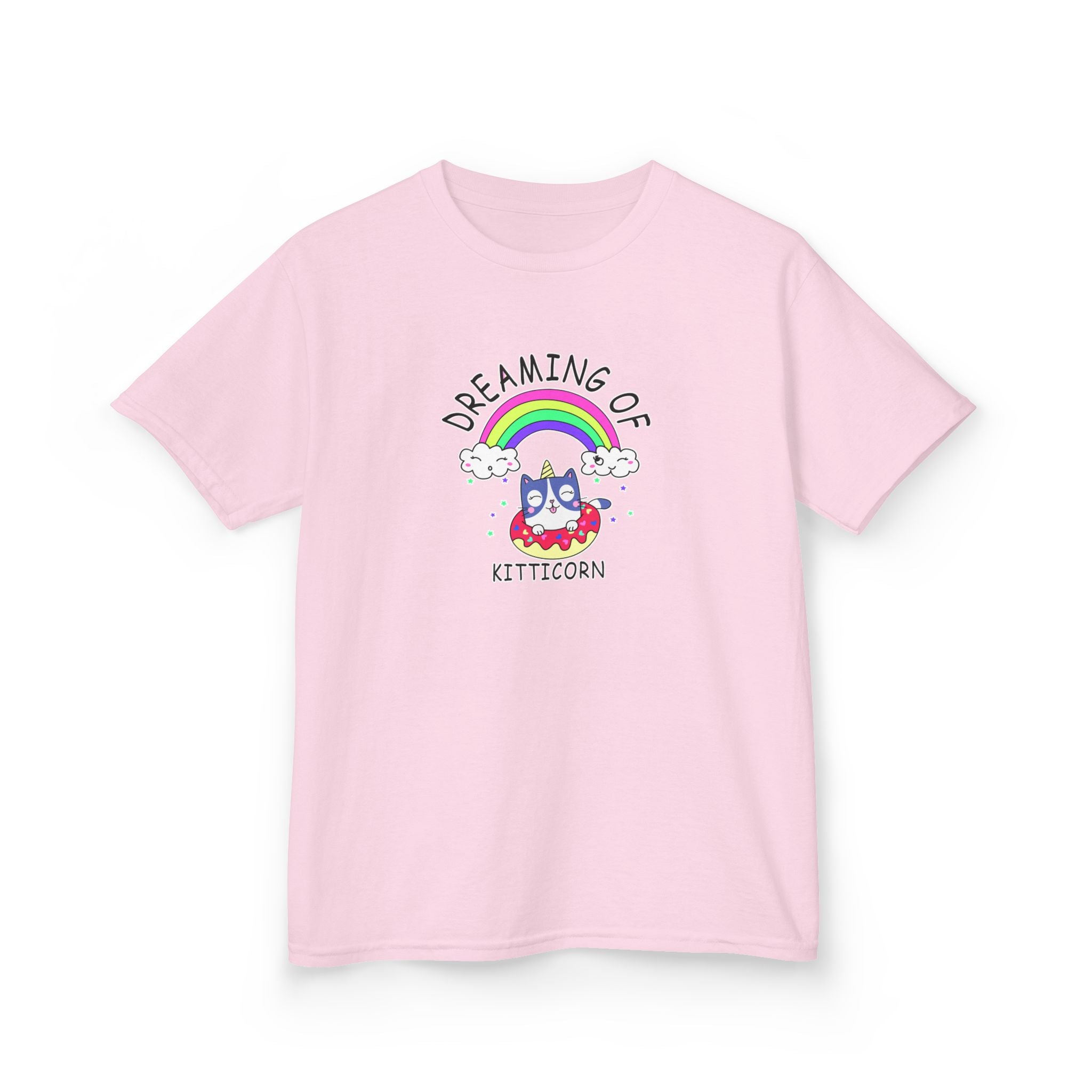Dreaming of Kitticorn Kids Tee, Cute Cat Shirt, Fun Kids Apparel, Rainbow Tshirt, Birthday Gift, Summer Outfit