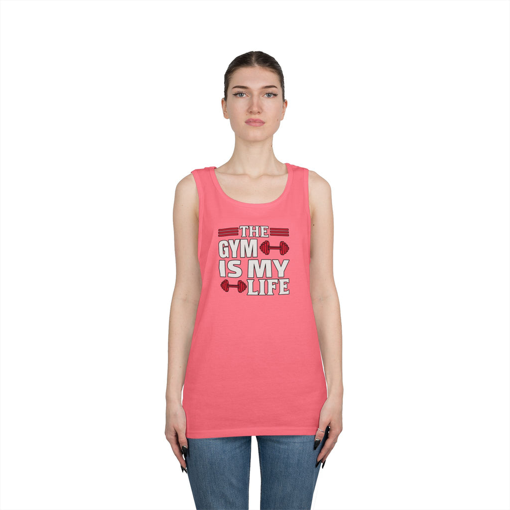 The Gym Is My Life Unisex Heavy Cotton Tank Top, Workout Shirt, Gym Apparel, Fitness Gift, Casual Wear, Athletic Tank