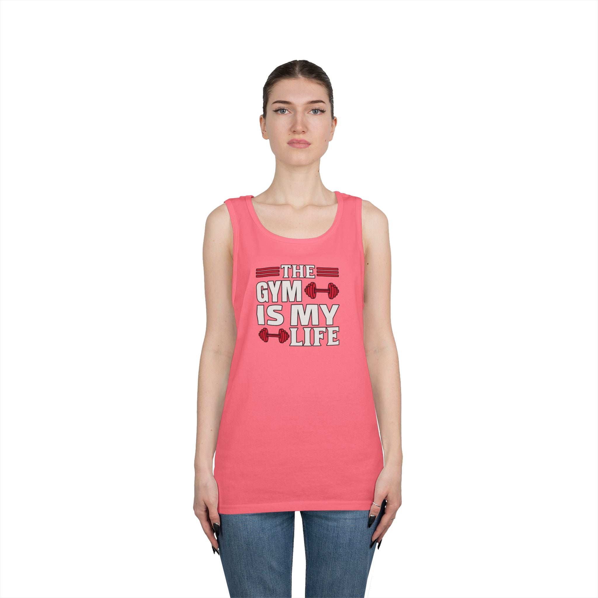 The Gym Is My Life Unisex Heavy Cotton Tank Top, Workout Shirt, Gym Apparel, Fitness Gift, Casual Wear, Athletic Tank