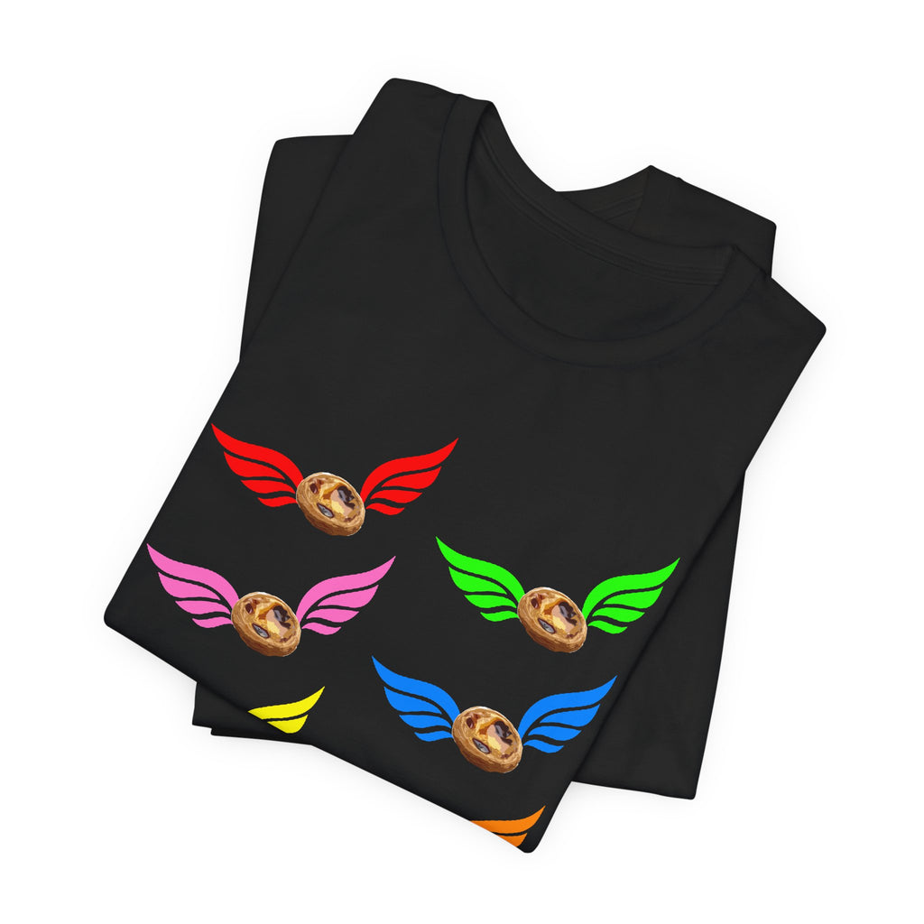 Flying Natas Rainbow Tee — Colorful Winged Pastel Da Natas Graphic T-Shirt