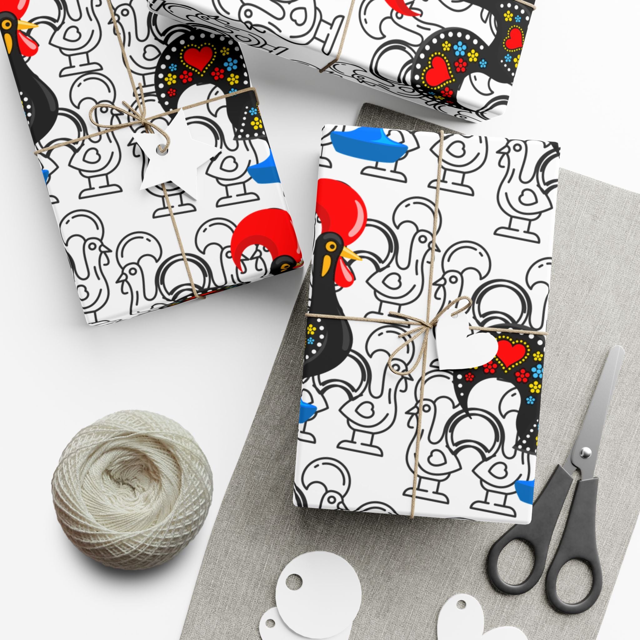 Festive Barcelos Rooster Gift Wrap Papers - Stylish and Playful Wrapping for All Occasions