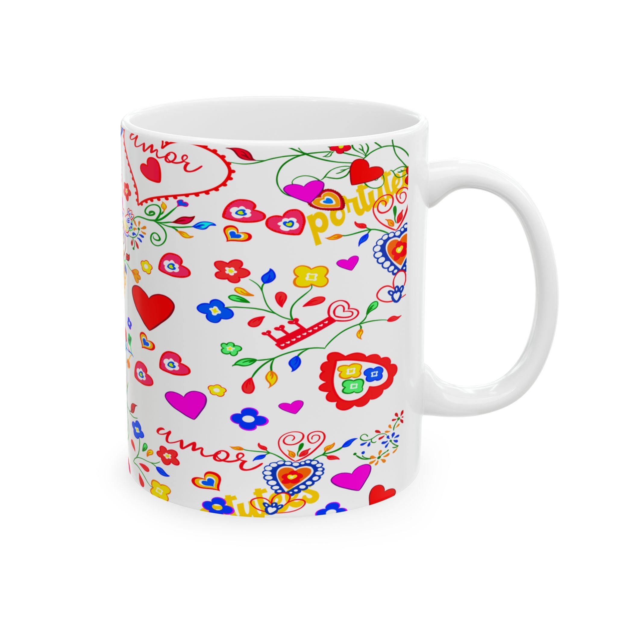 Colorful Lenços dos Namorados Ceramic Mug - Perfect for Friends and Family Gifts