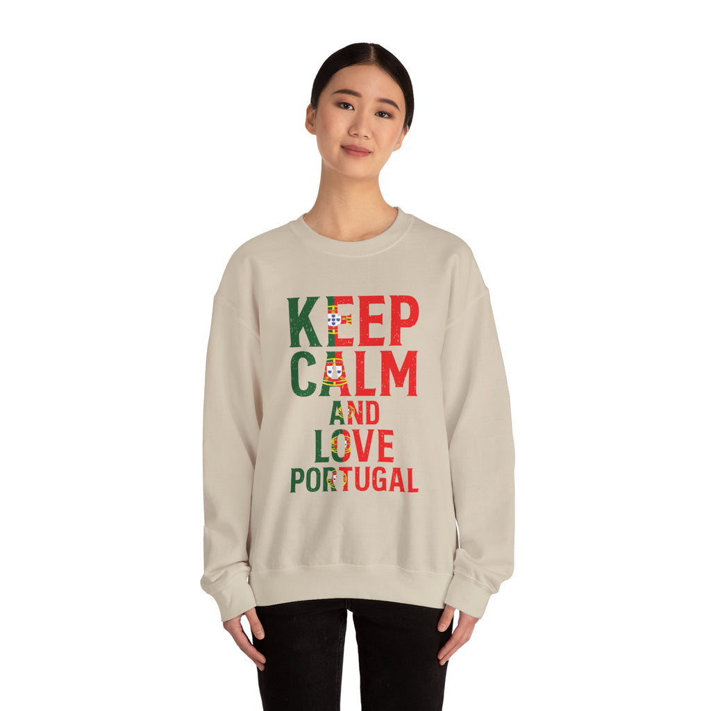 Keep Calm and Love Portugal Sweatshirt, Cozy Crewneck for Portugal Lovers, Great for Travel, Holidays, Birthdays, Gift