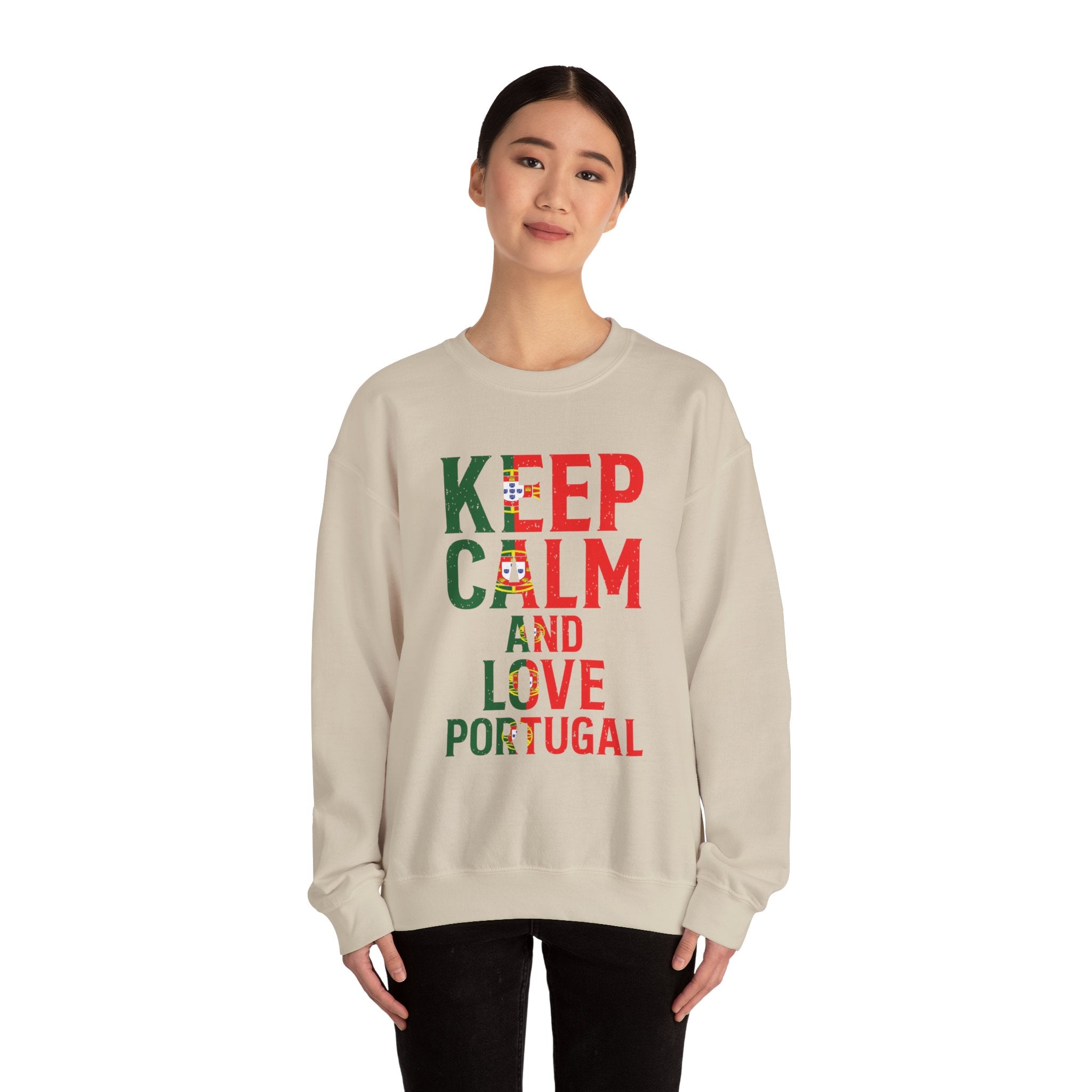 Keep Calm and Love Portugal Sweatshirt, Cozy Crewneck for Portugal Lovers, Great for Travel, Holidays, Birthdays, Gift