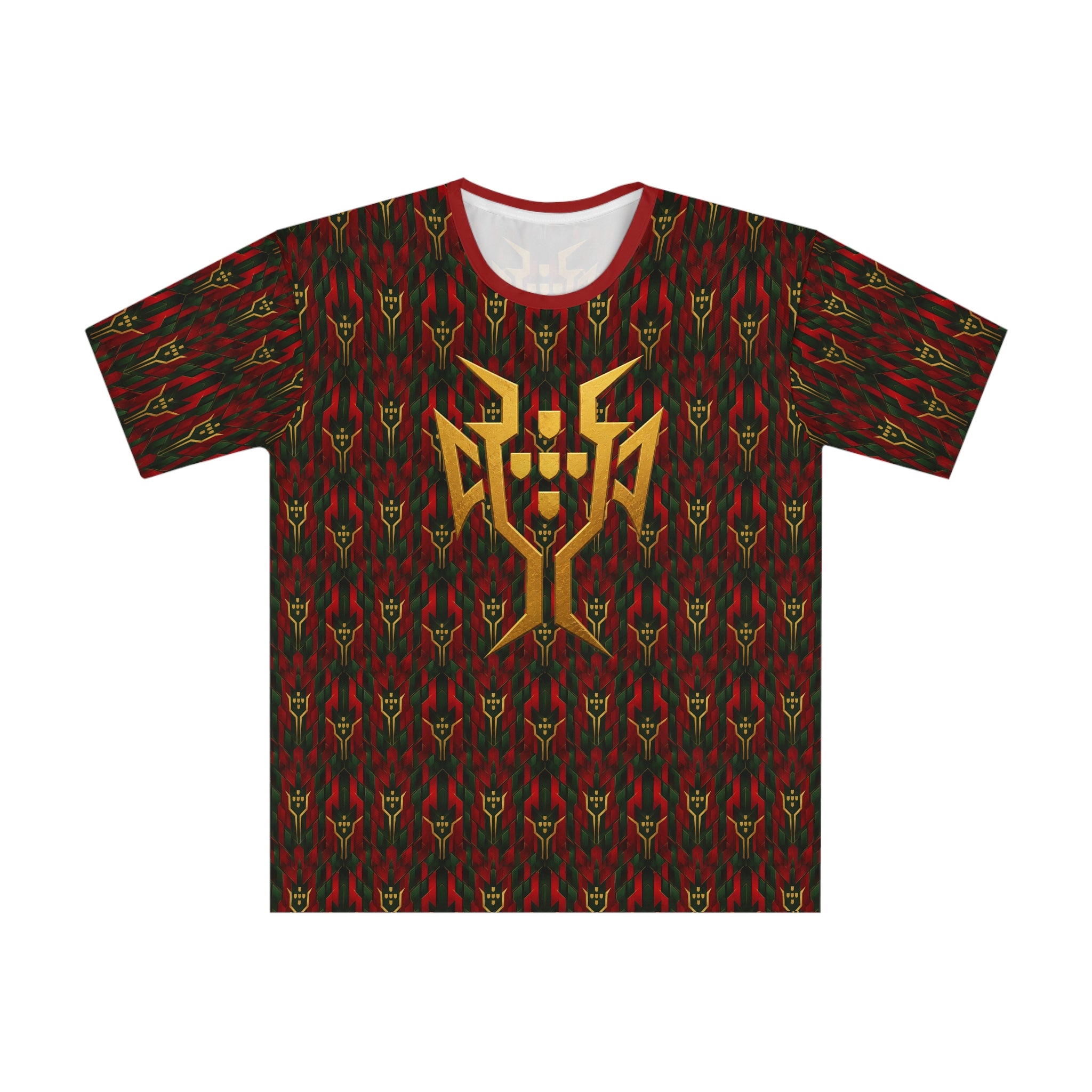 Portugal Gold Sigil All-Over Print Tee — Dark Tribal Pattern Men’s T-Shirt