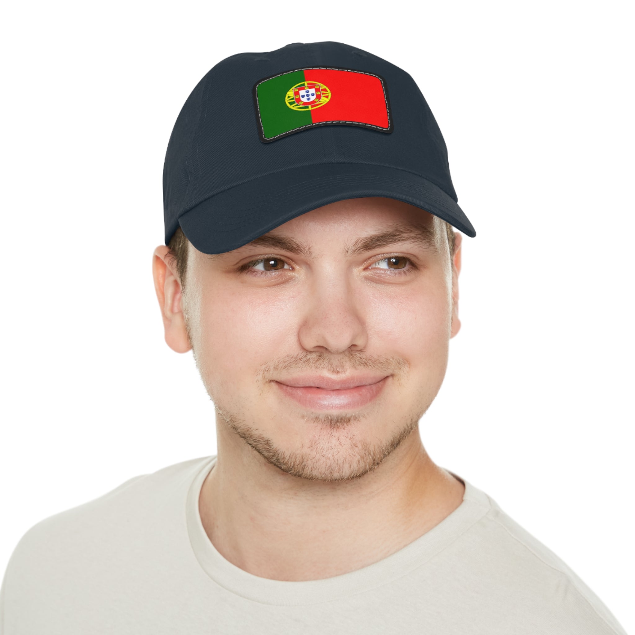 Portugal Flag Leather Patch Dad Hat – Vintage Rectangular Emblem Cap