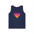 Sunset Heart Unisex Heavy Cotton Tank Top, Summer Vibes Tee, Beachwear, Pride Apparel, Gift for Her