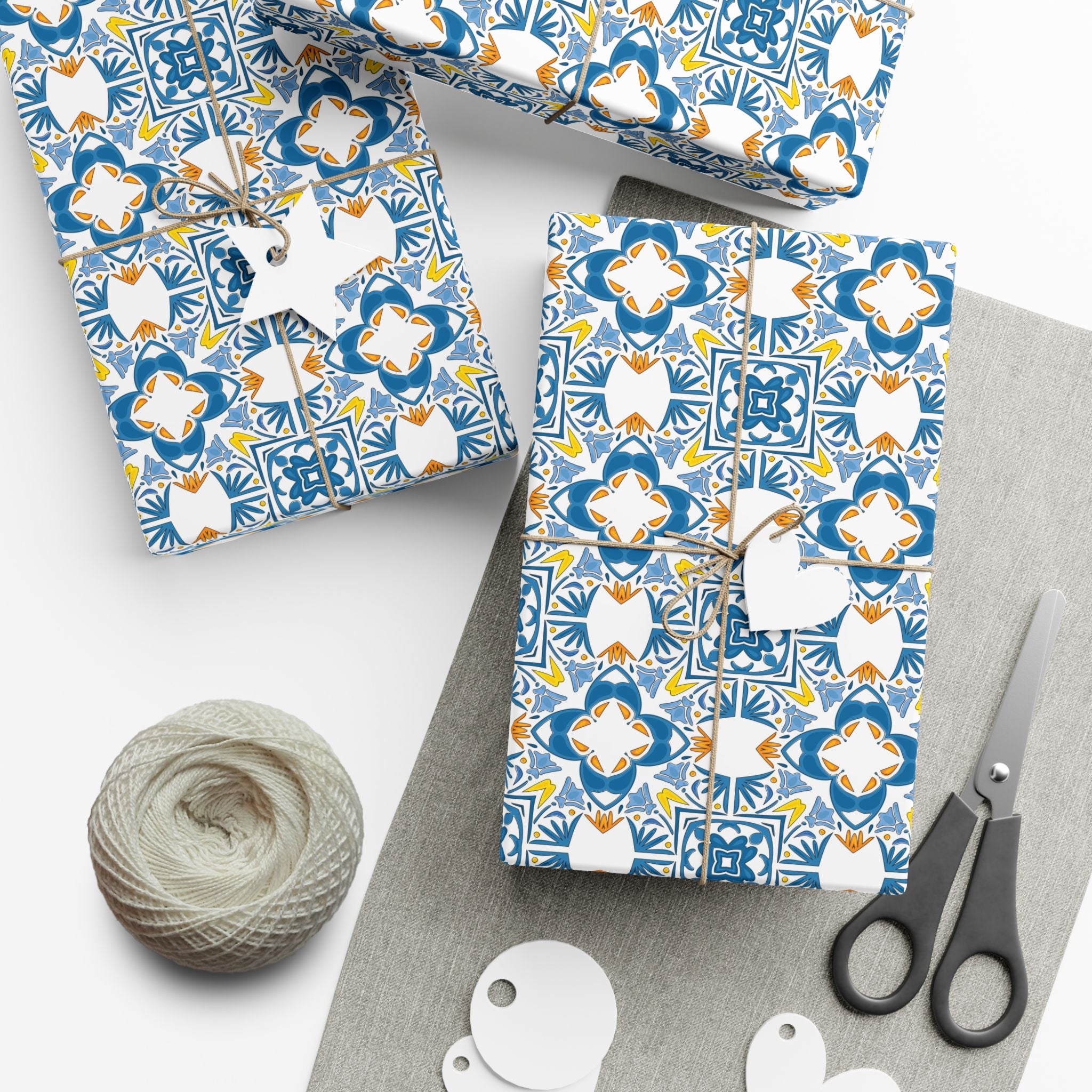 Portuguese Azulejos Gift Wrapping Paper for Special Occasions, Parties, Weddings, and Holidays