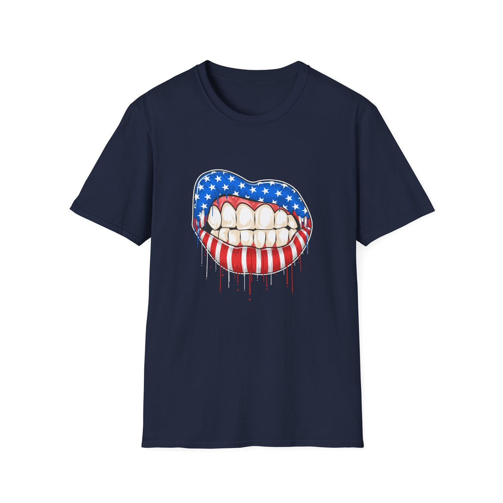 Bold American Flag Teeth T-Shirt, Patriotic Tee, Independence Day Shirt, 4th of July Apparel, Unisex Graphic Tee