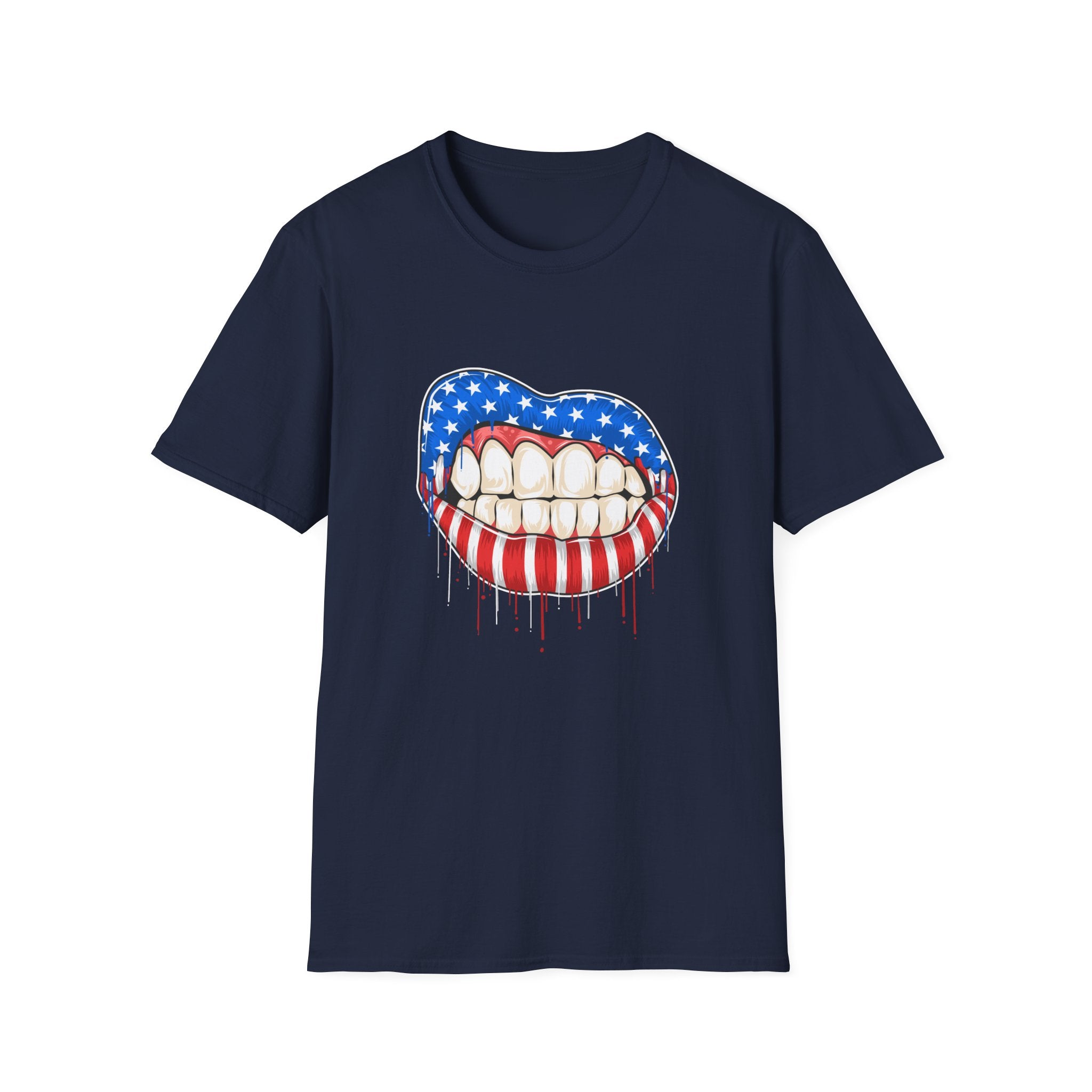 Bold American Flag Teeth T-Shirt, Patriotic Tee, Independence Day Shirt, 4th of July Apparel, Unisex Graphic Tee