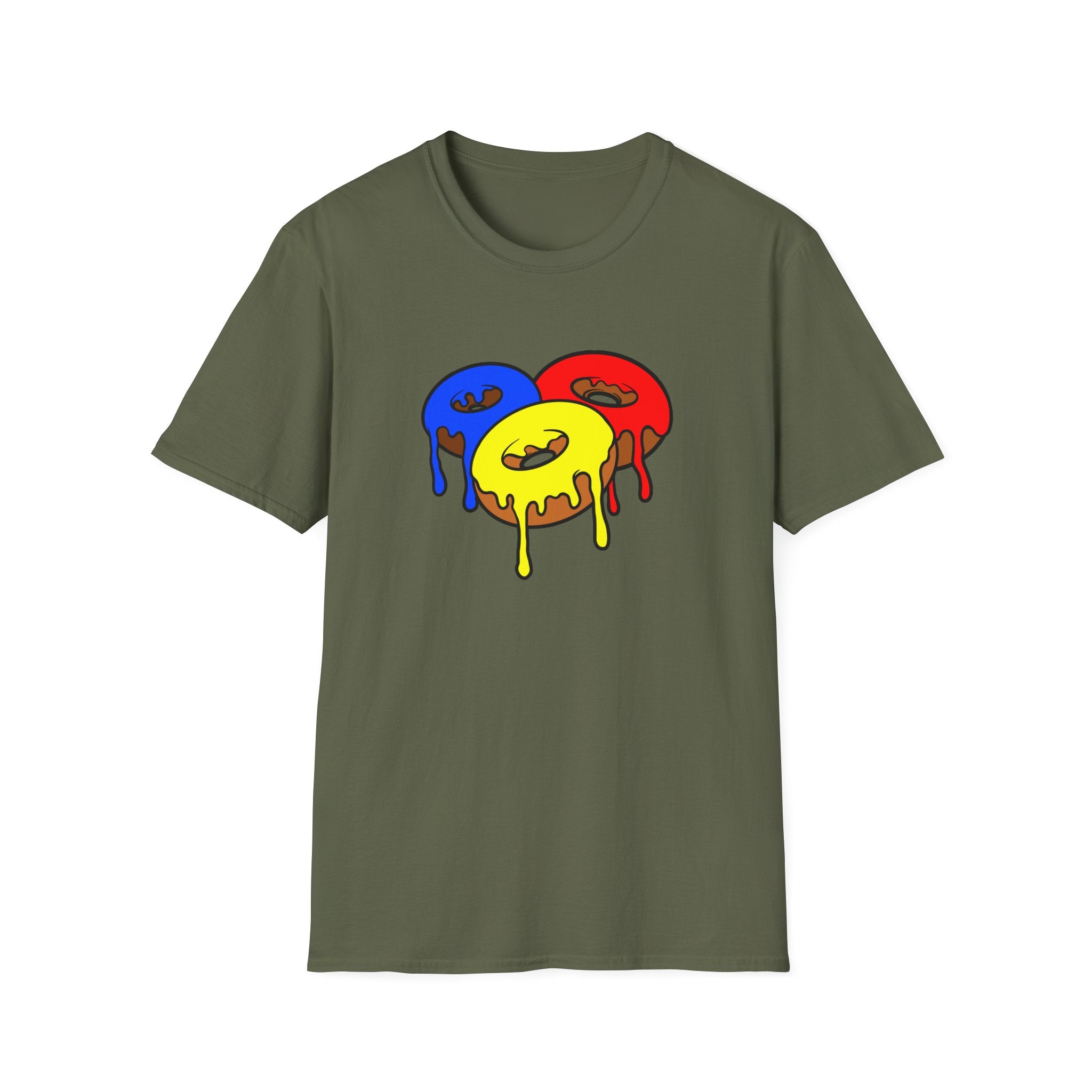 Colorful Dripping Donuts Unisex T-Shirt, Foodie Tee, Summer Outfit, Gift for Bakers, Casual Wear, Sweet Treat Apparel