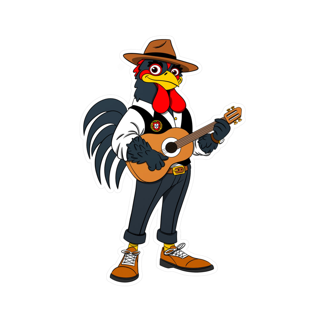 Fado Rooster Musician Vinyl Decal | Fun Wall Decoration, Cool Laptop Sticker, Unique Gift for Musicians, Chicken Lover Decor