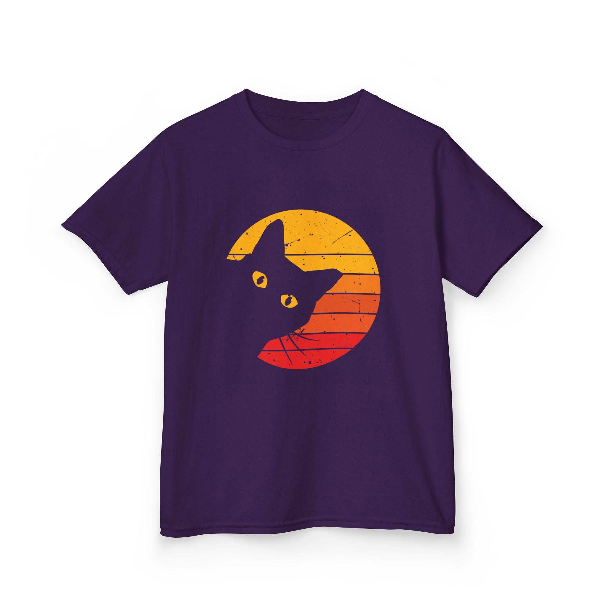 Sunset Cat Kids Tee, Fun T-Shirt for Cat Lovers, Perfect Gift for Birthdays, Unique Design for Animal Lovers, Summer Fashion