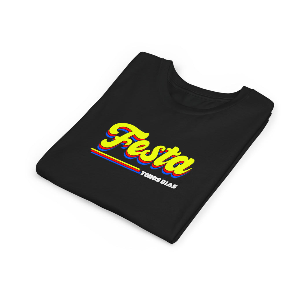 Festa Youth Tee — Bright Retro "Festa Todos Dias" Kids Shirt